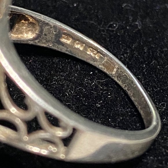 Ring Marquis CZ Cubic Zirconia 10mm x 5mm Filigree Vintage Jewelry Sterling Silv - Picture 16 of 16